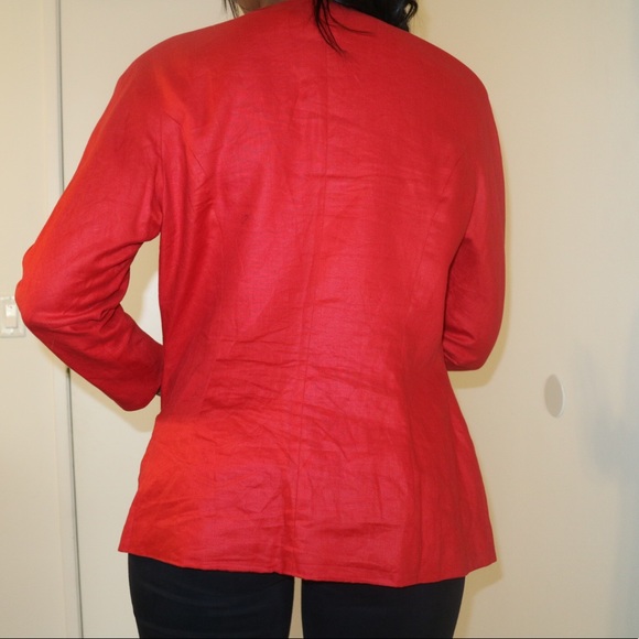 Red linen jacket - Picture 4 of 7
